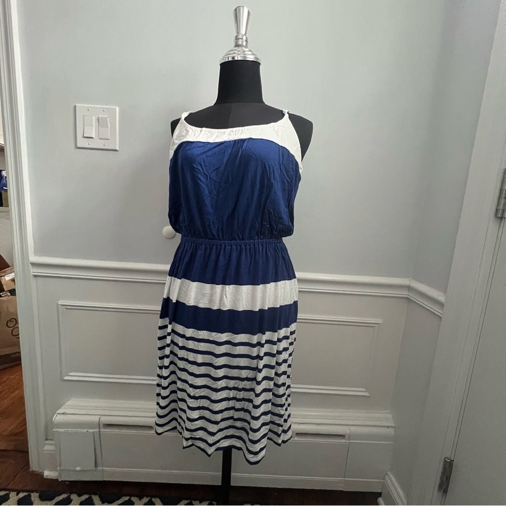 Blue and White Striped Dress